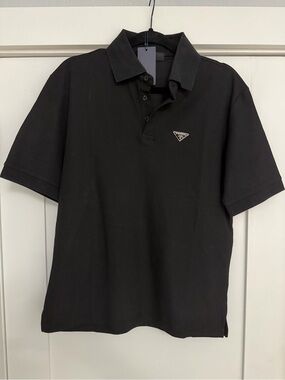 Prada Pique Men's Black Logo Polo Shirt